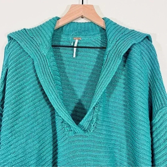 Free People Teal Oversized Sweater - Picture 4 of 7